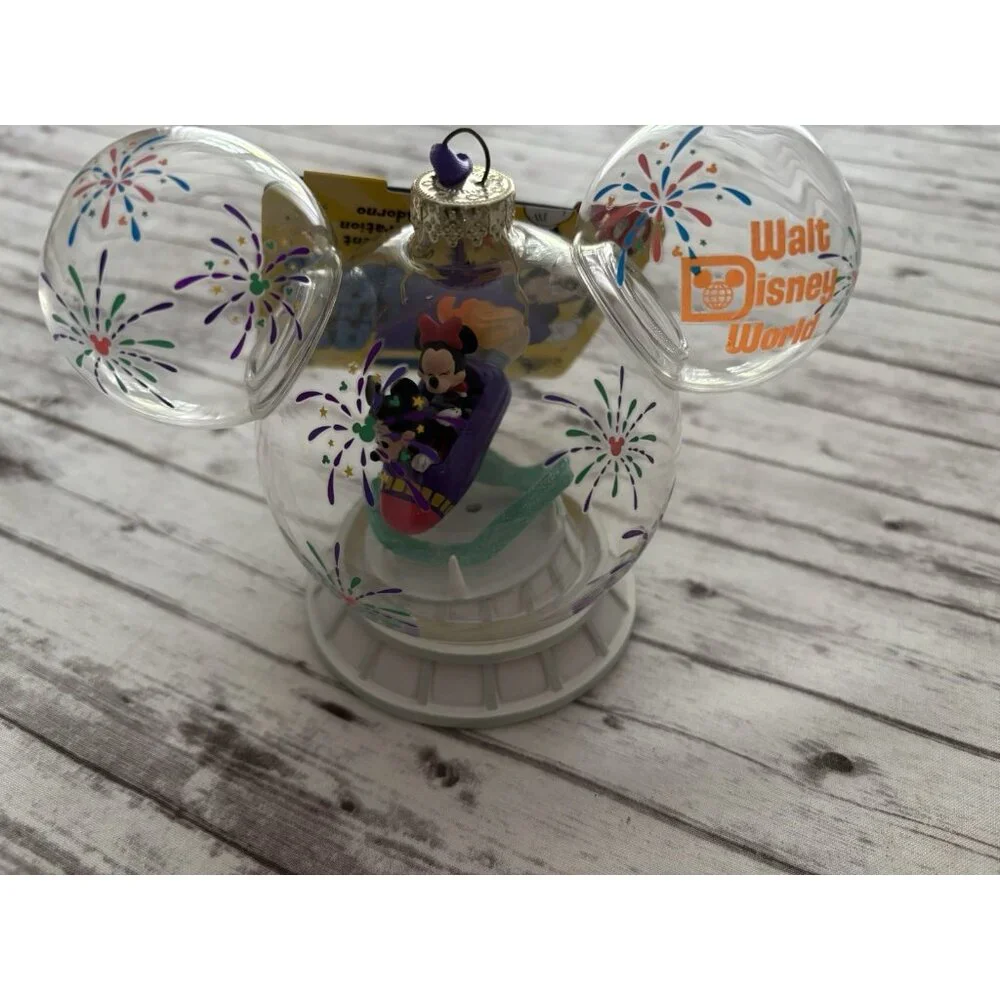 NWT Disneyland Mickey Minnie Mouse‎ Icon Glass Ball Ornament Space Mountain Ride